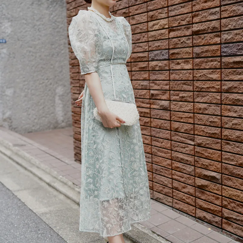 LILY BROWN（リリーブラウン）チュール刺繍ドレス（ミント/1