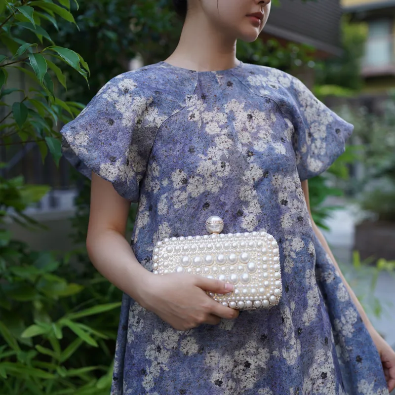 Ameri VINTAGE（アメリ ヴィンテージ）BLUR FLOWER DRESS（ブルー/S