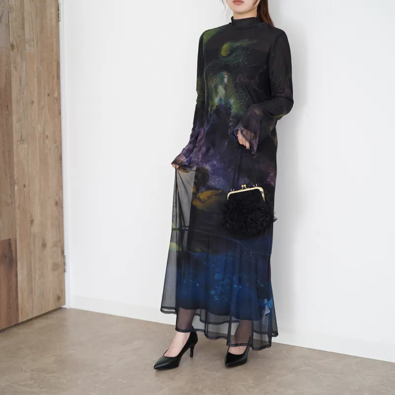 Ameri VINTAGE（アメリ ヴィンテージ）NUANCE ART LAYER SHEER DRESS