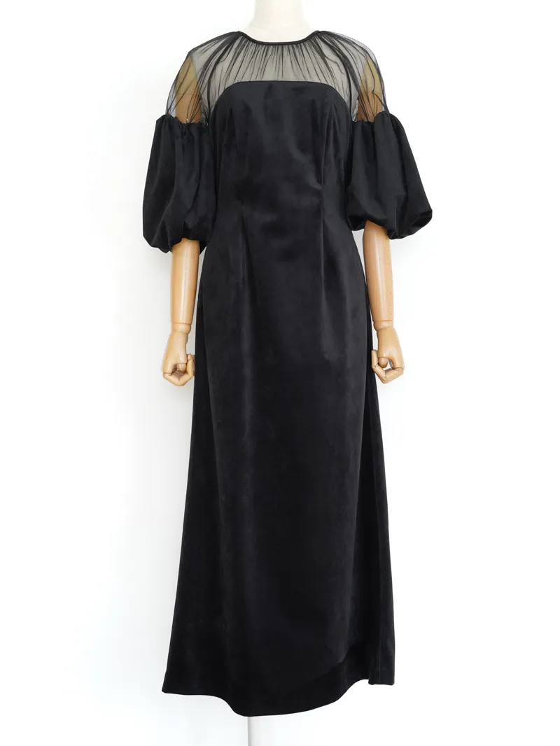 Ameri VINTAGE（アメリ ヴィンテージ）SOUFFLE SLEEVE VELOUR DRESS