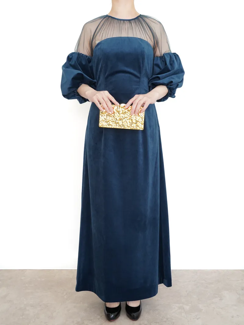 Ameri VINTAGE（アメリ ヴィンテージ）SOUFFLE SLEEVE VELOUR DRESS