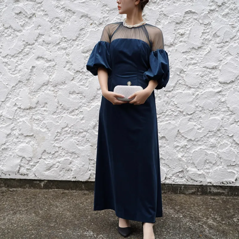 Ameri VINTAGE（アメリ ヴィンテージ）SOUFFLE SLEEVE VELOUR DRESS