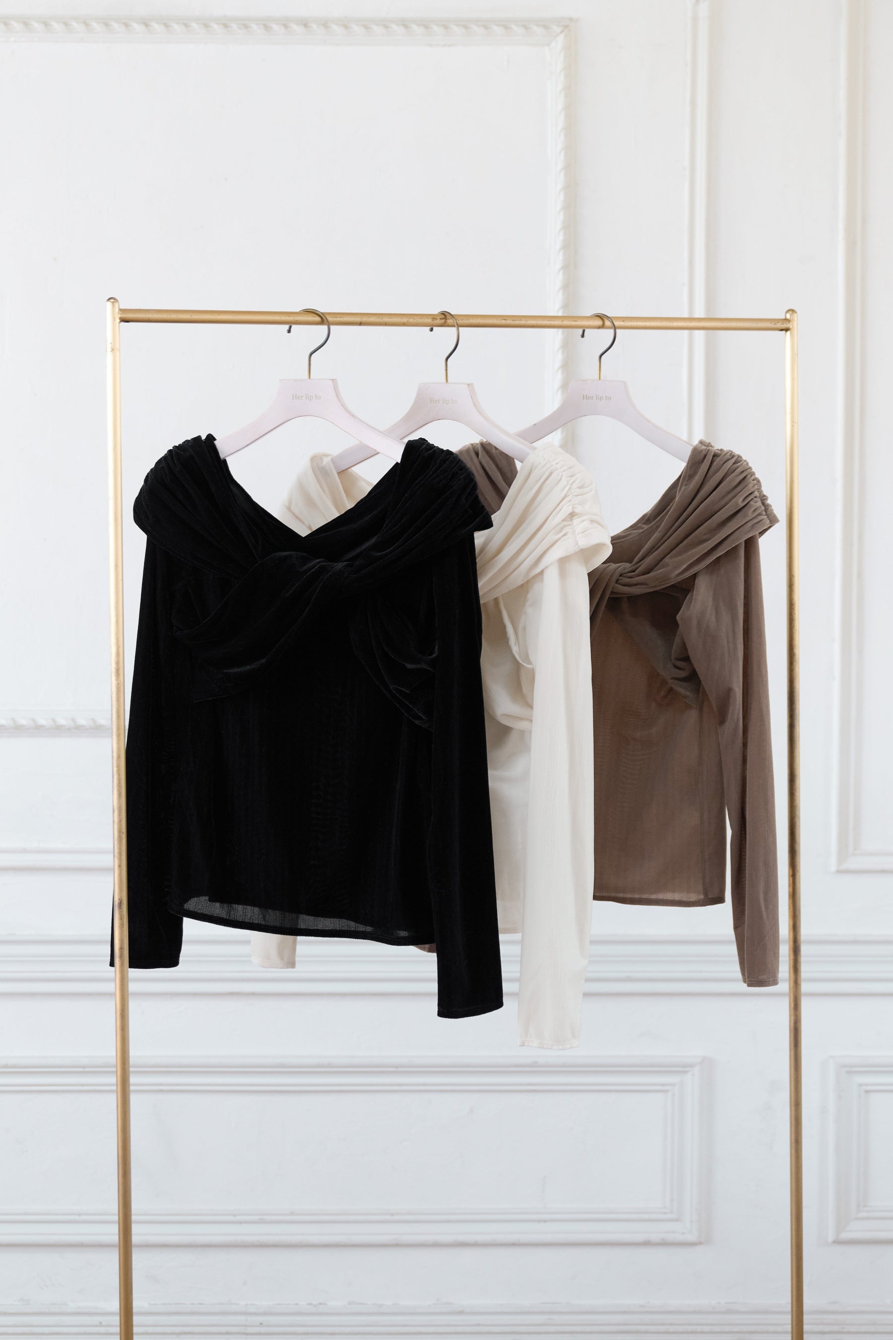 Twisted Gathered Velour Top