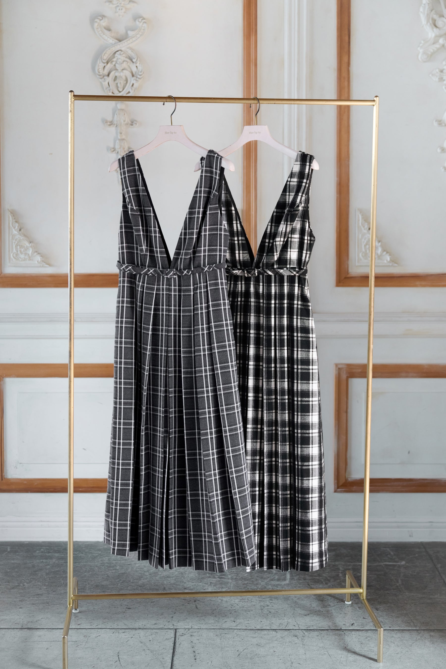 New color] Classic Plaid Jumper Dress