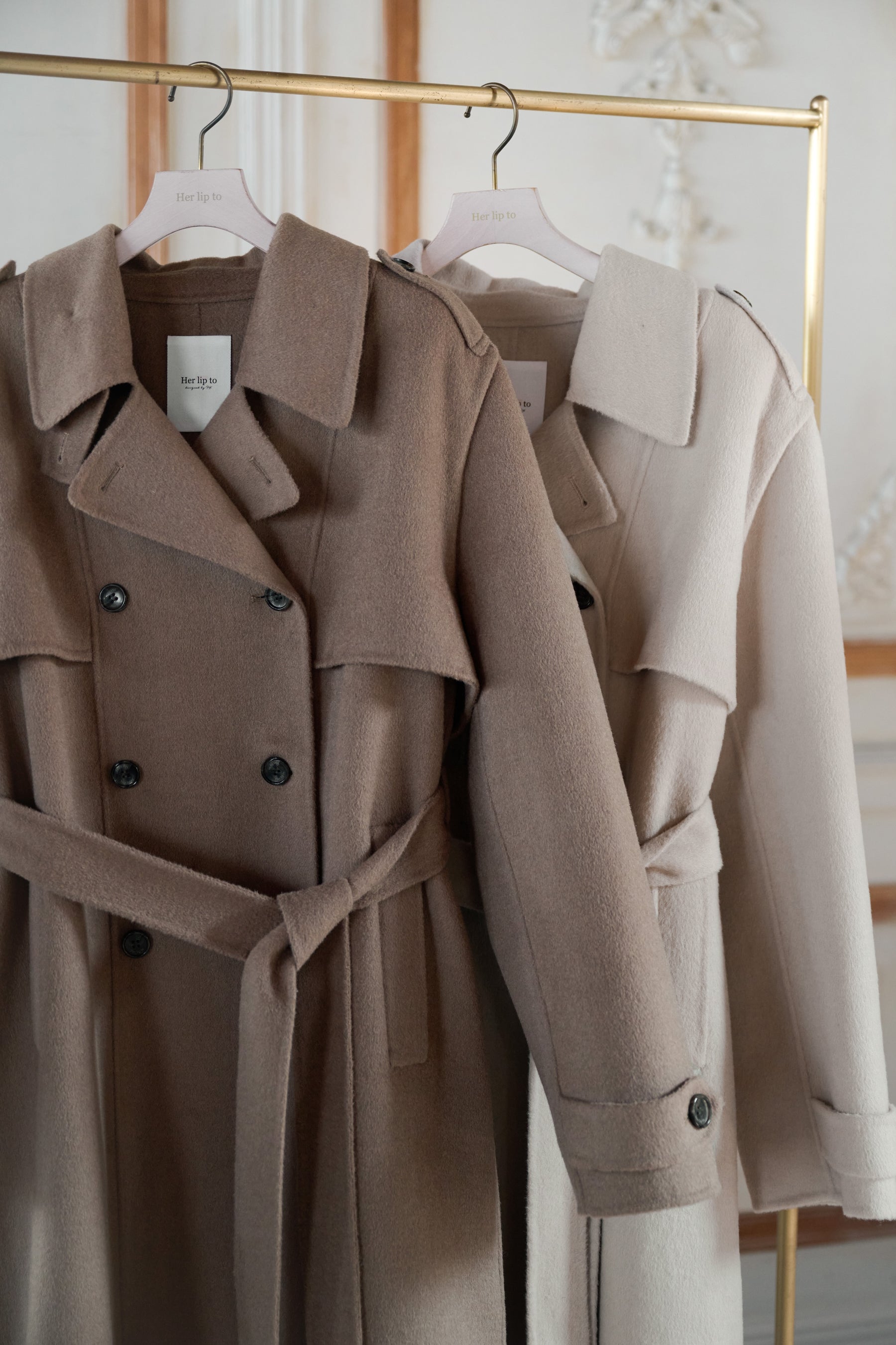 Wool-Blend Rever Trench Coat