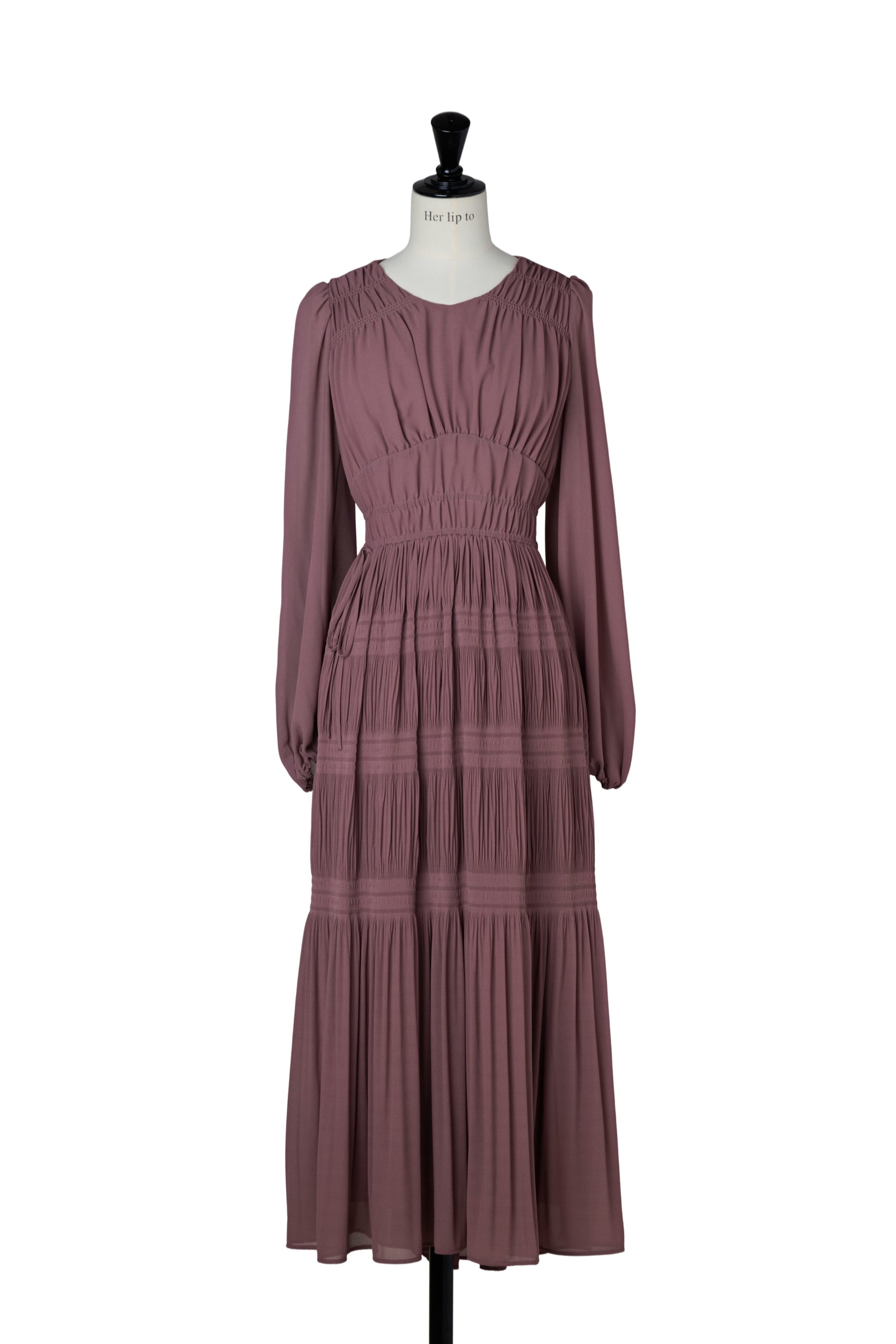 新色】Majolica Pleated Chiffon Long Dress