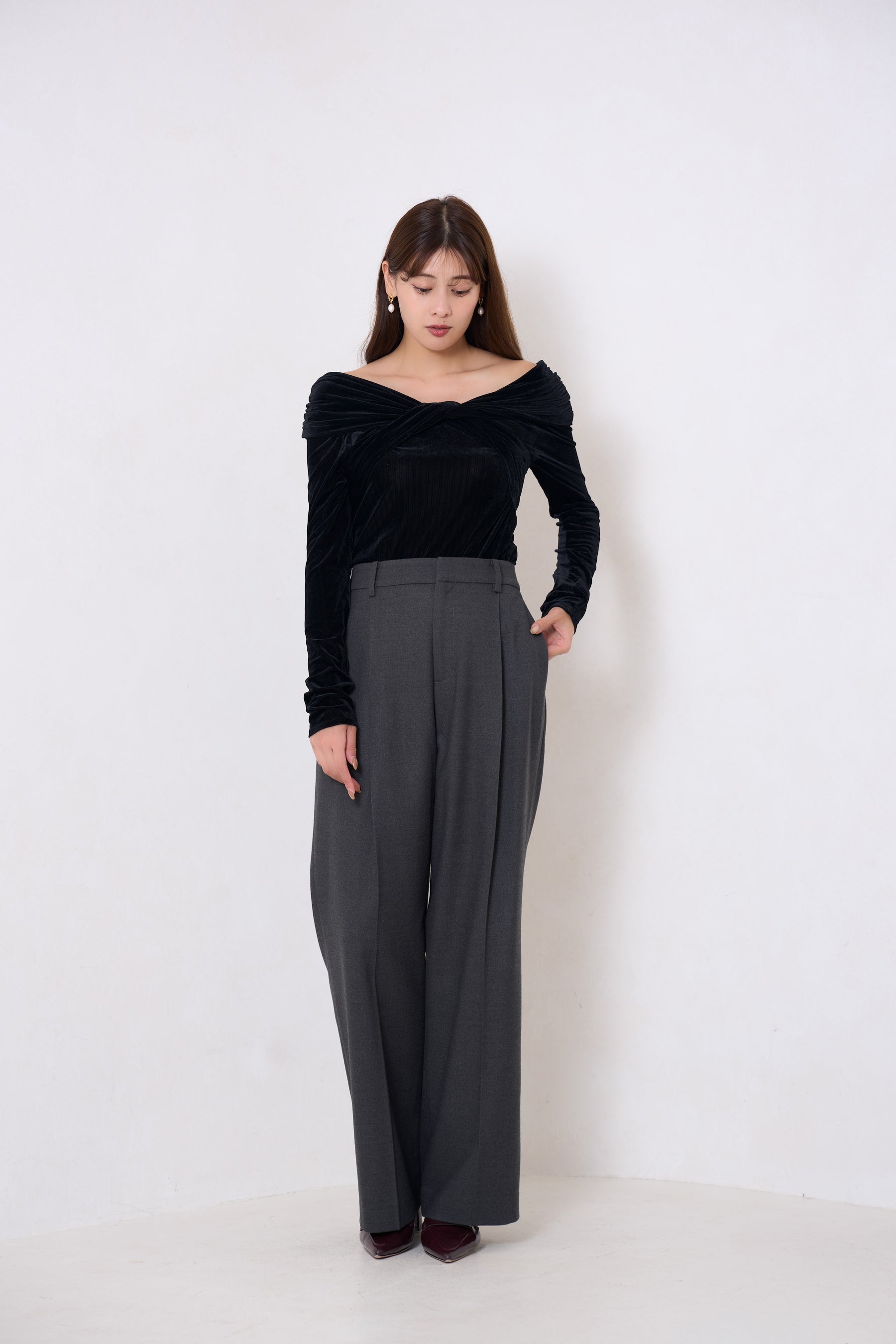 Twisted Gathered Velour Top