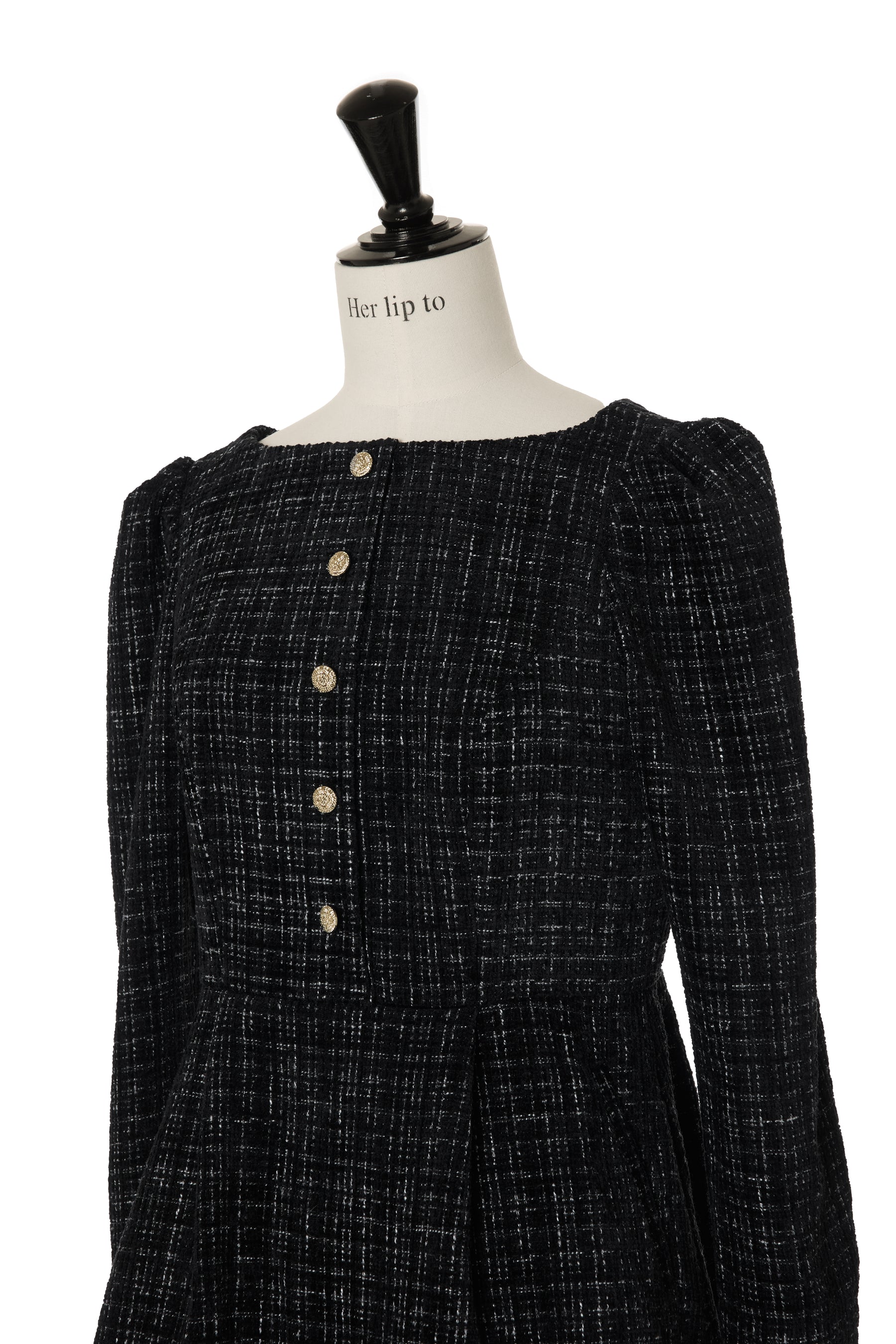 Herlipto ツイードミニドレス Sサイズ ネイビー Mondrian Tweed Mini Dress