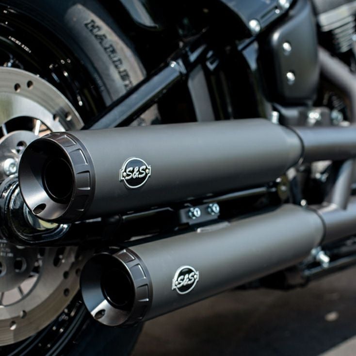 S&S スラッシュカット スリップオンマフラー ブラック |ハーレーパーツ