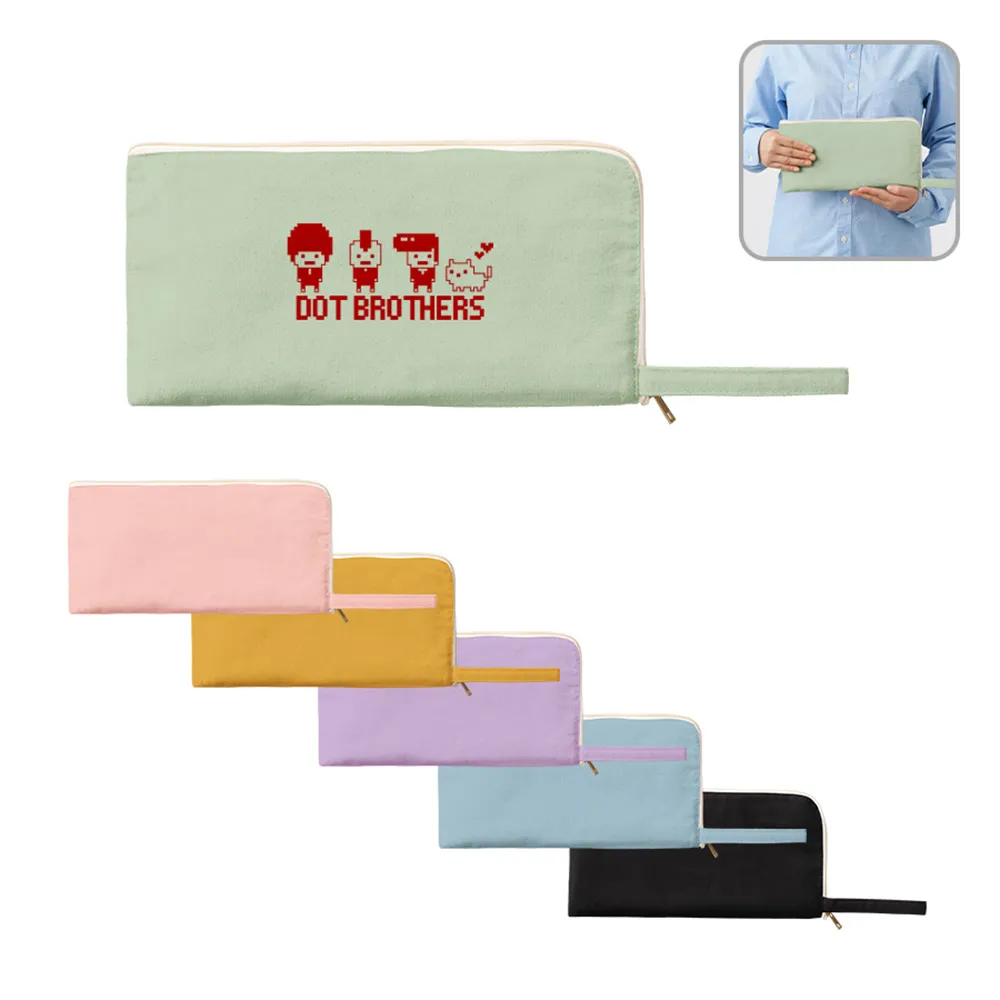 キャンバスL字ファスナーフラットポーチ(M)カラー【販促花子ノベルティ】