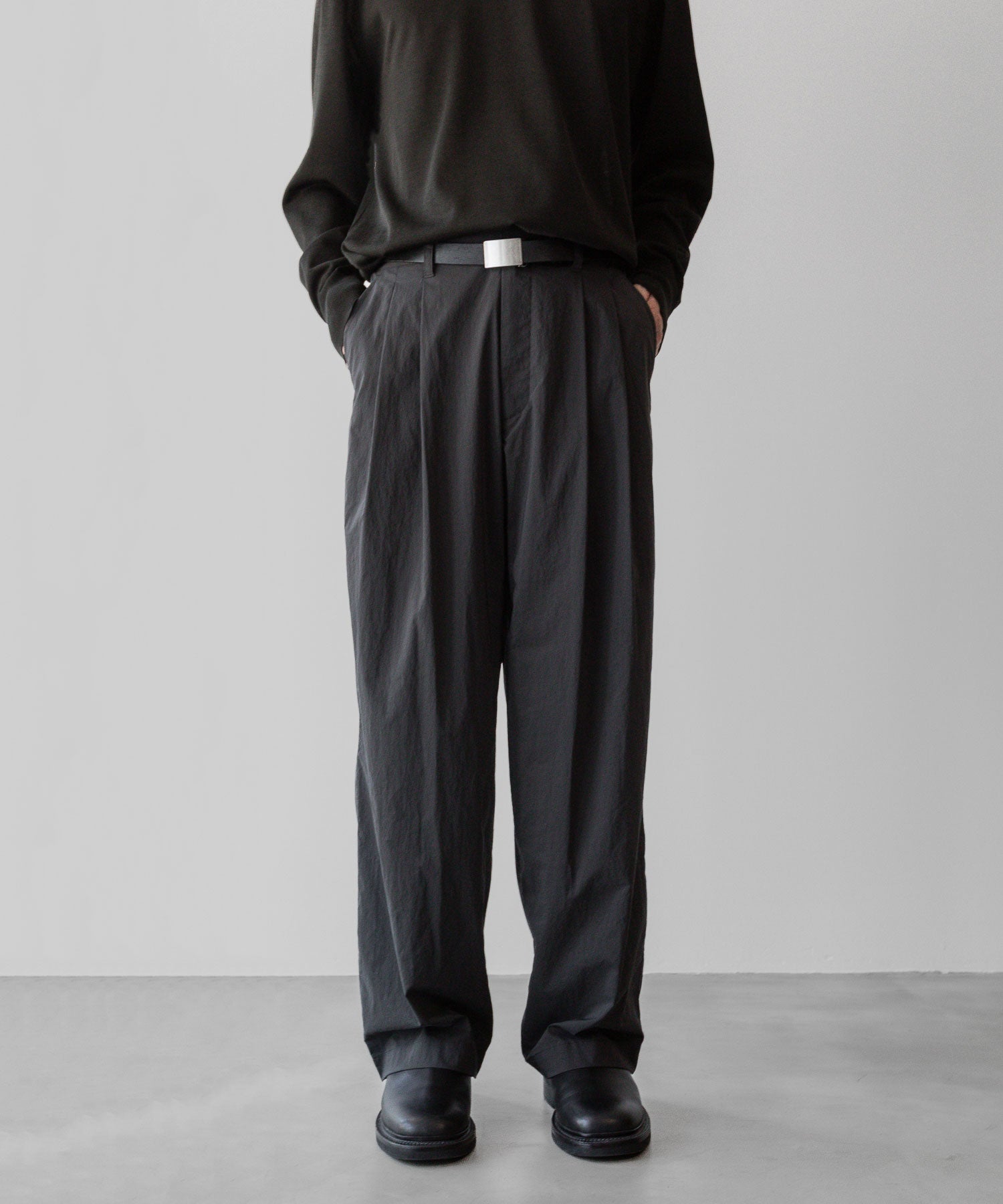 ssstein / シュタイン】WINDPROOF NYLON EASY WIDE TROUSERS - GREY