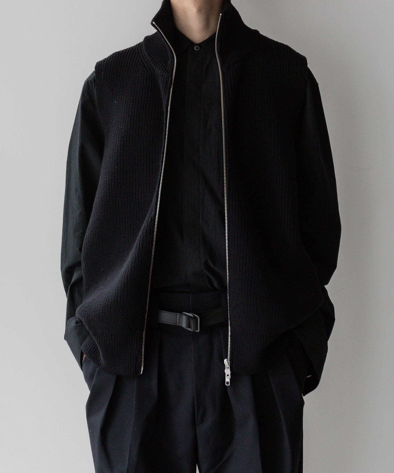 stein / シュタイン】OVERSIZED DRIVERS KNIT ZIP VEST - BLACK | 公式