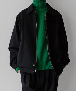 stein / シュタイン】OVERSIZED MELTON HARRINGTON ZIP JACKET - BLACK