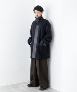 stein / シュタイン】LEATHER FLY FRONT LONG JACKET - DARK NAVY