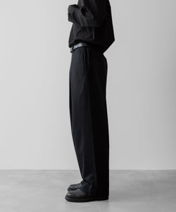 ssstein / シュタイン】EASY WIDE TROUSERS (2/72梳毛フラノ) - BLACK