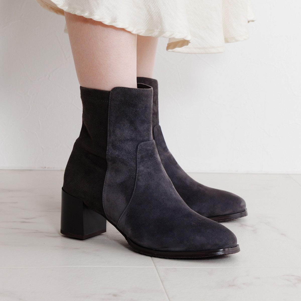 再値下げ】チャンキーヒールストレッチブーツ/651423