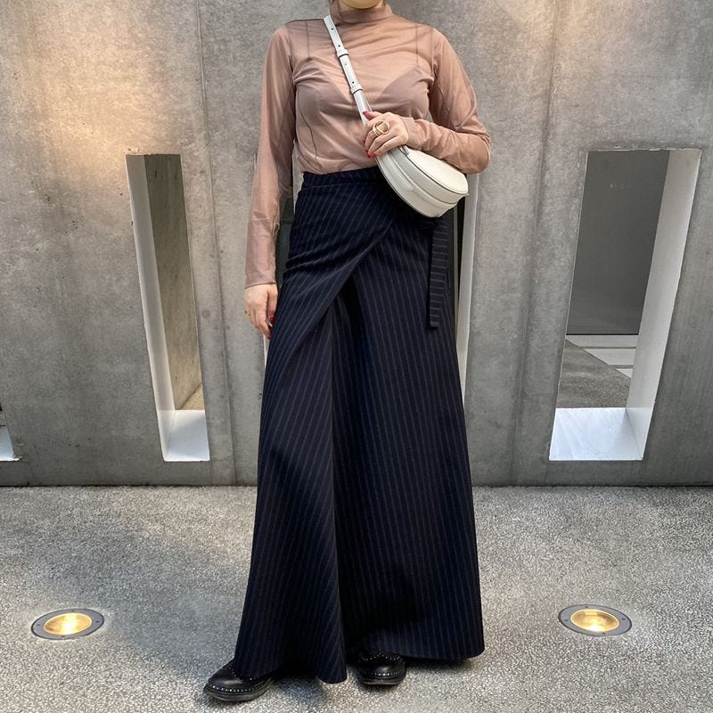 エディターズOKINI】「バッカ」ストライプウールギャバジン ラップ