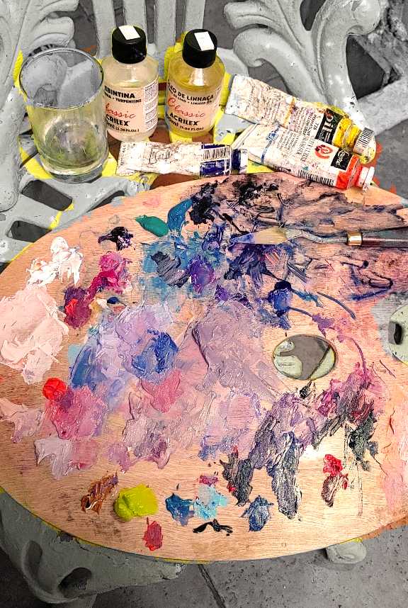 油絵が上手くなるための絵の具の使い方ーパレットナイフを何本折りまし