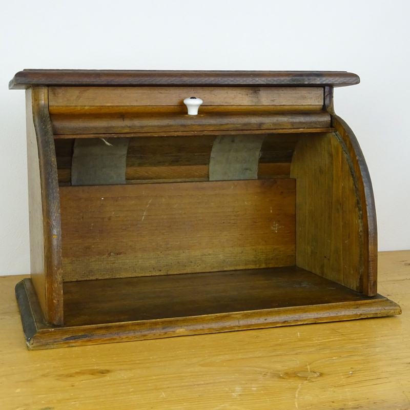 ヴィンテージ 木製 ロールトップ ブレッド ボックス | アンティーク