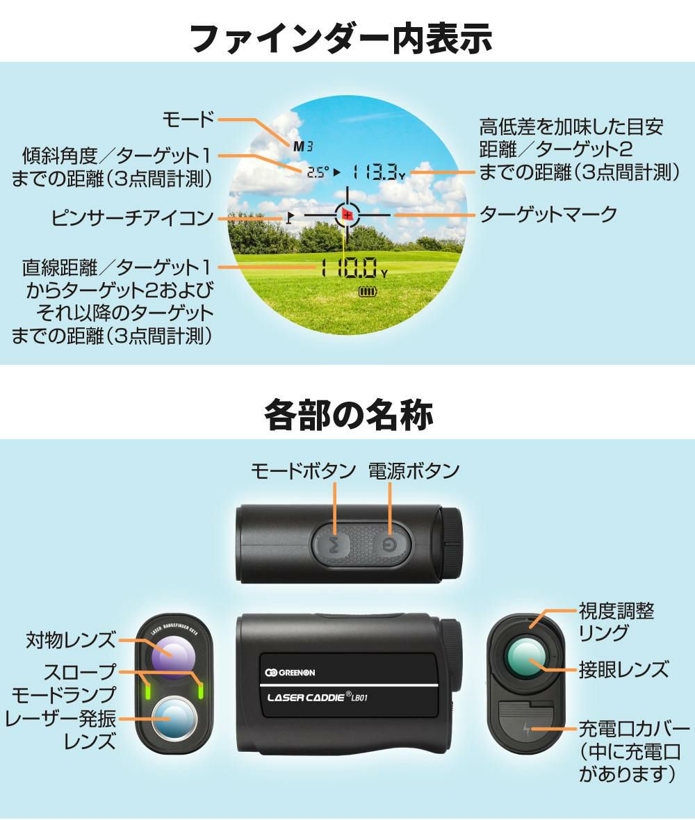 グリーンオン レーザー距離計 レーザーキャディー LB01 ブラック