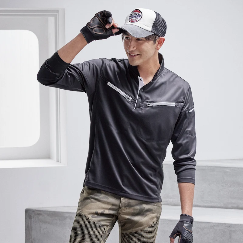 601ミニ衿長袖ポロシャツ - HOOH VILEA 作業着と電動ファン付き快適