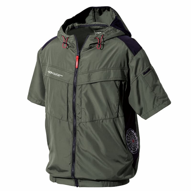 V8817サイドファン半袖フードジャケット 空調機能を取り入れたファン