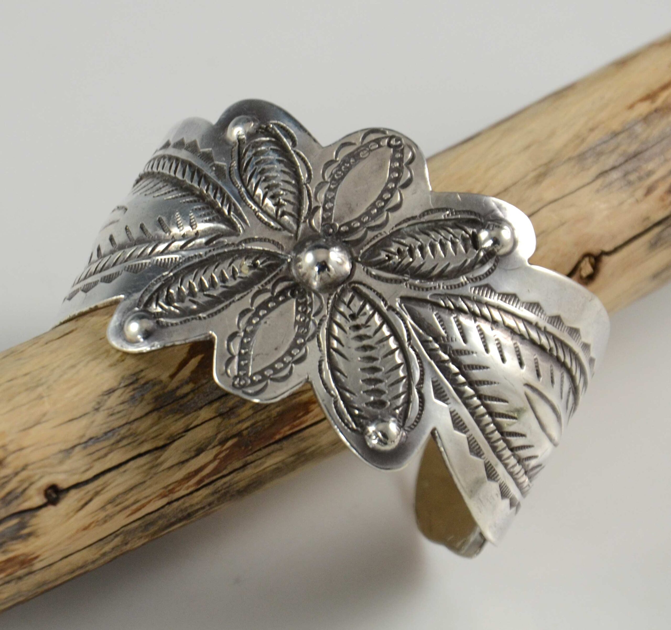 Historic Navajo Stamped Silver Bracelet - Hoel's Indian Shop