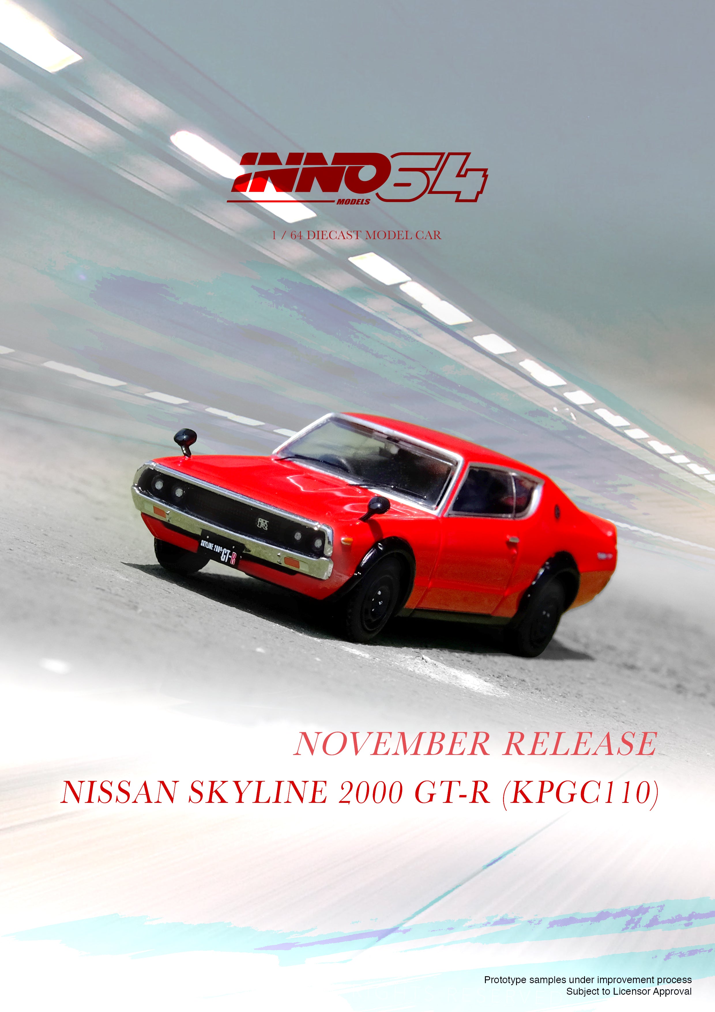 Inno64 1:64 Nissan Skyline 2000 GT-R (KPGC110) Red IN64-KPGC110