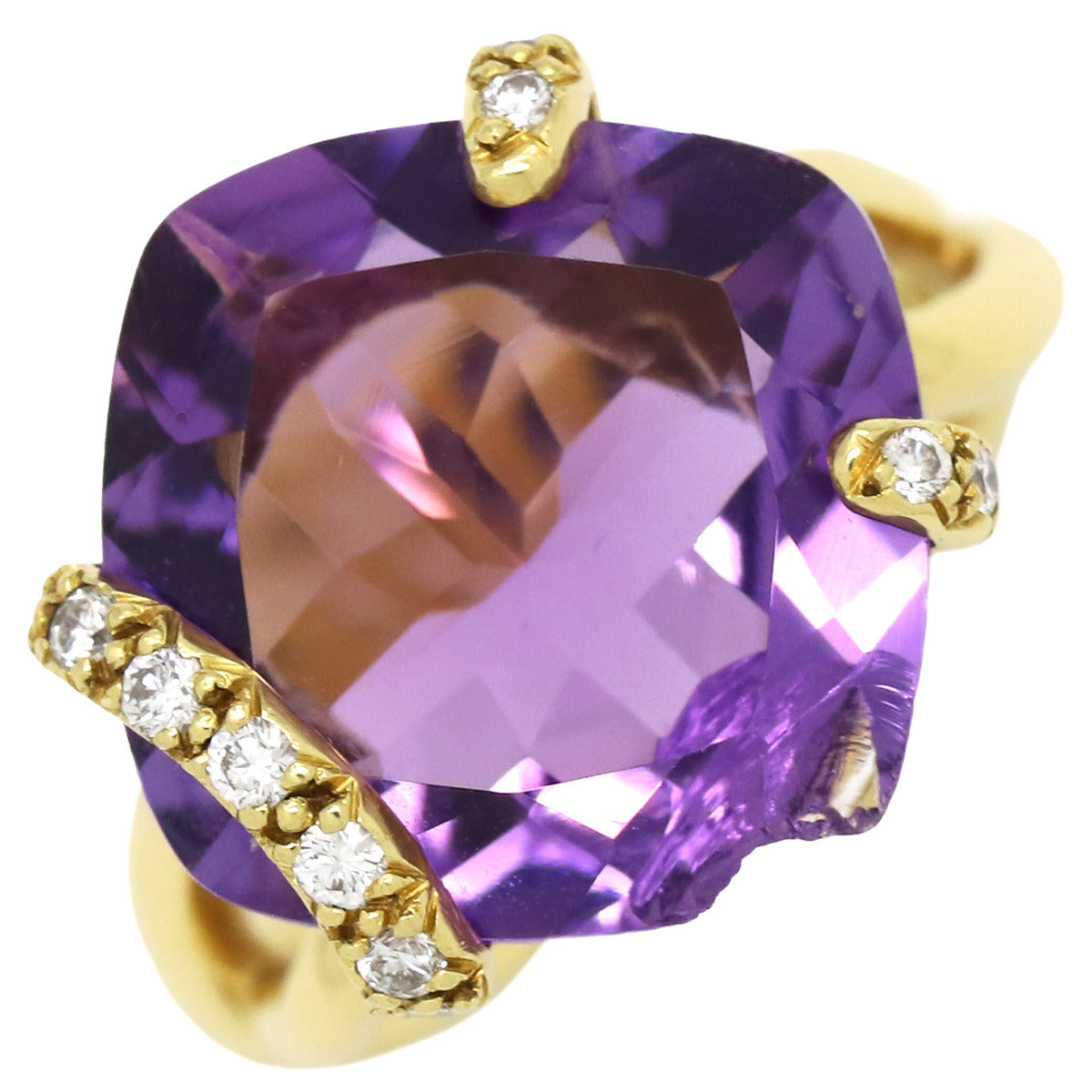 シャネル CHANEL アメジスト ダイヤ リング パープルXイエローゴールド