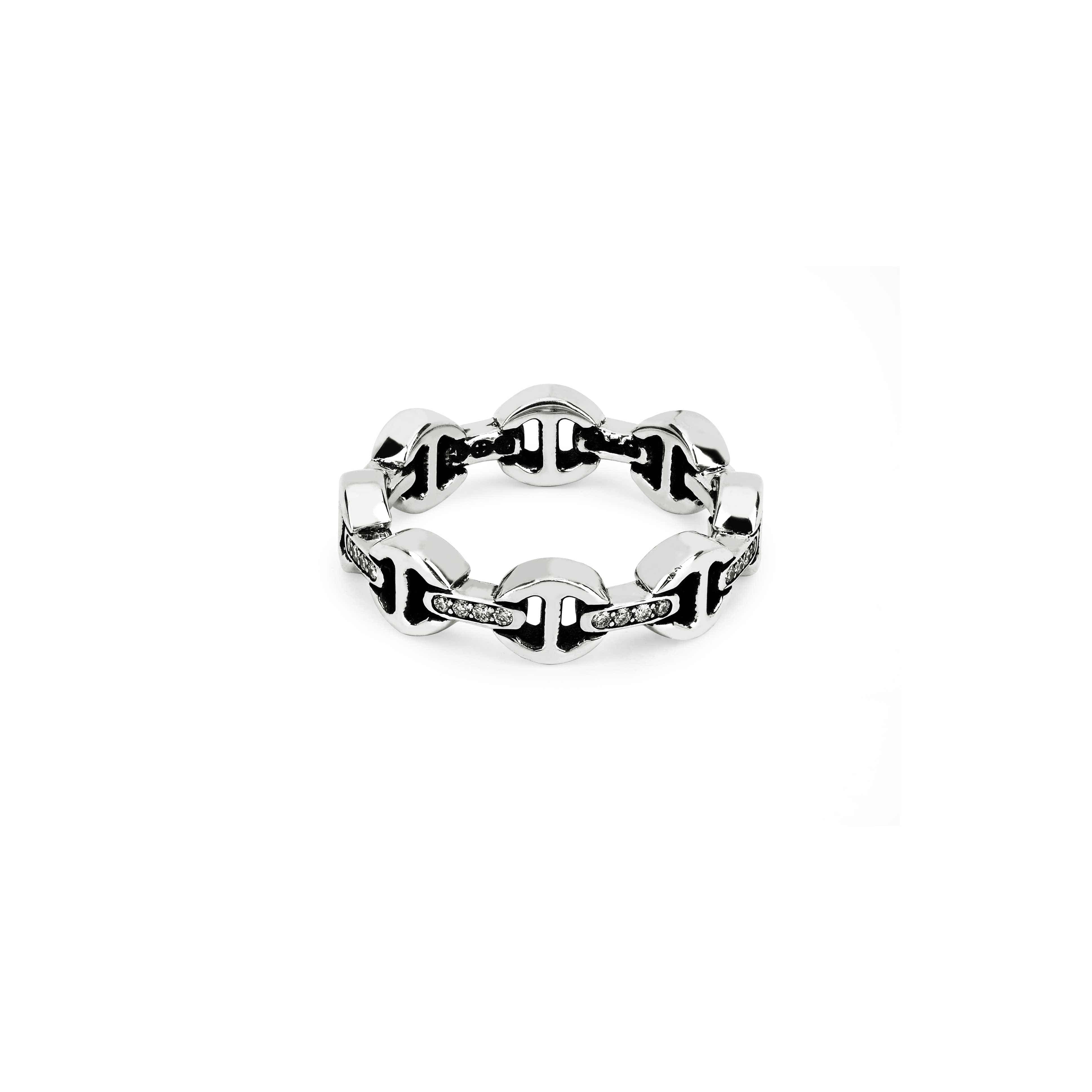 DAME TRI-LINK WITH DIAMOND BRIDGES｜silver｜Ring｜HOORSENBUHS