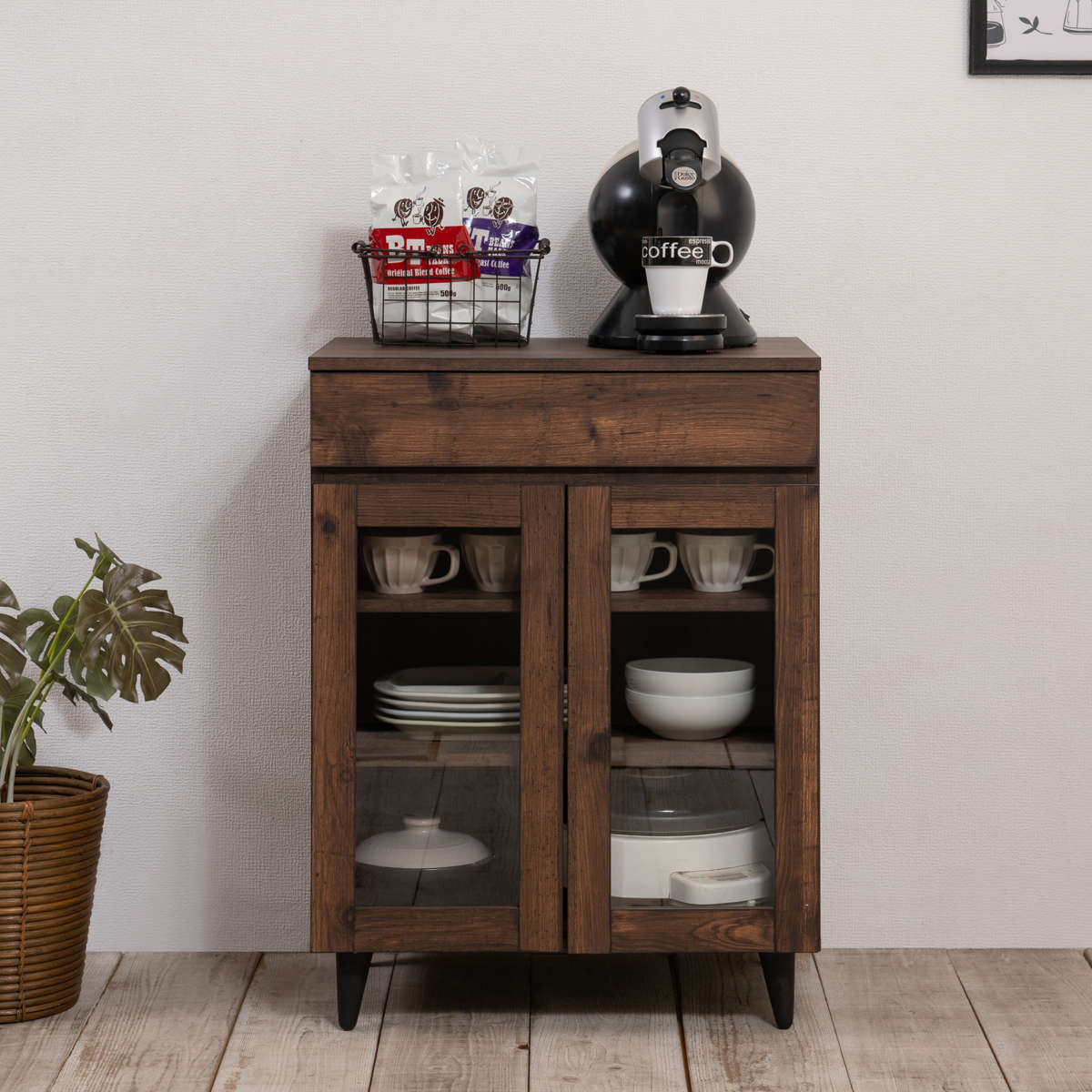 キッチンカウンター 幅60cm ガラス扉 ミニカップボード Arizona – ハウジー