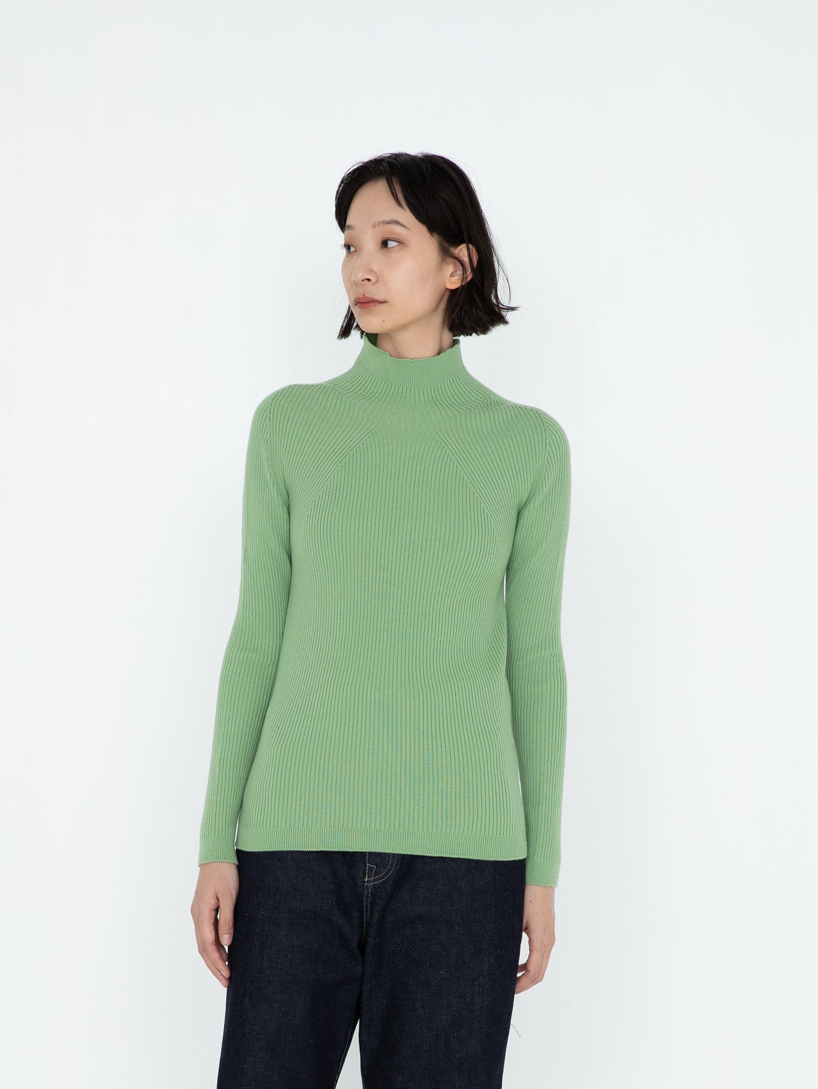 BATONER | エイジングウールリブネチャータートルネックニット – H+