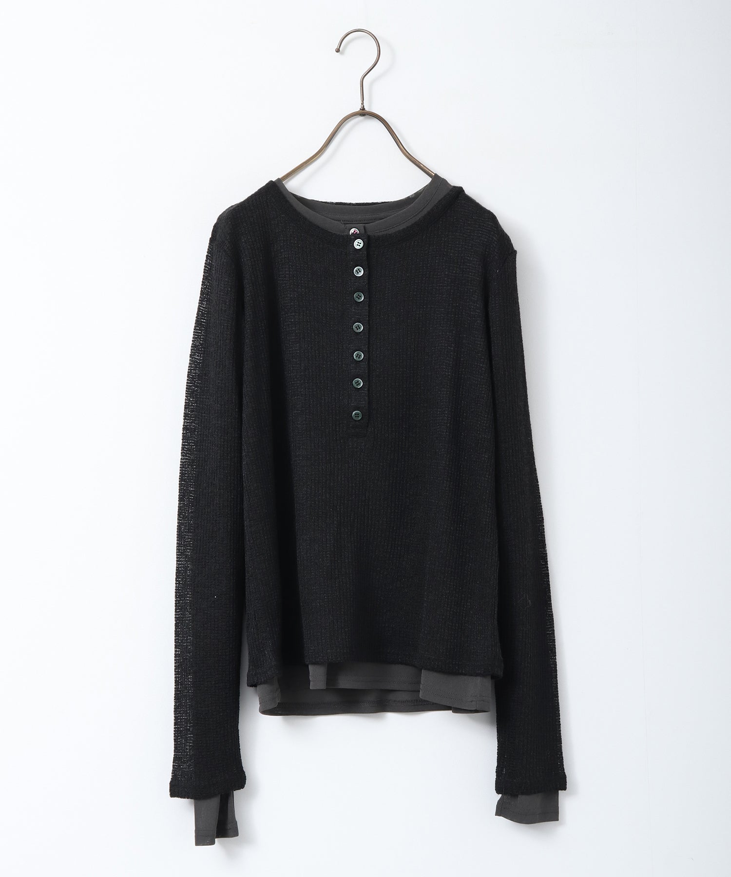 ヘンリーネック レイヤードシアートップス