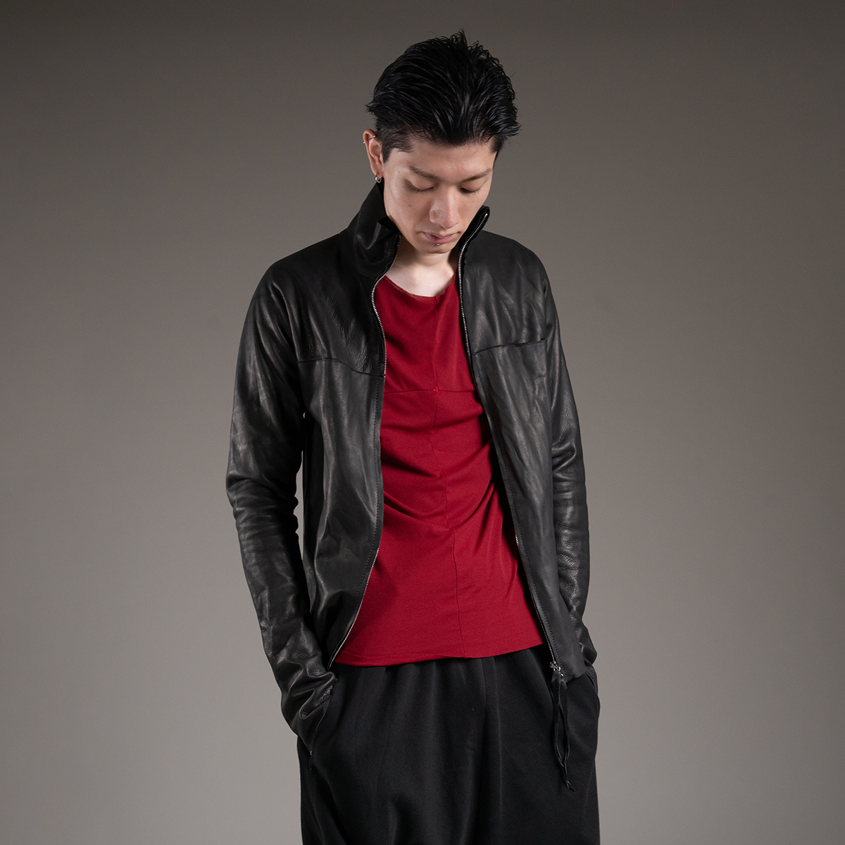 m.a+ ジップ トールカラー レザーシャツ | HUES 福岡セレクトショップ