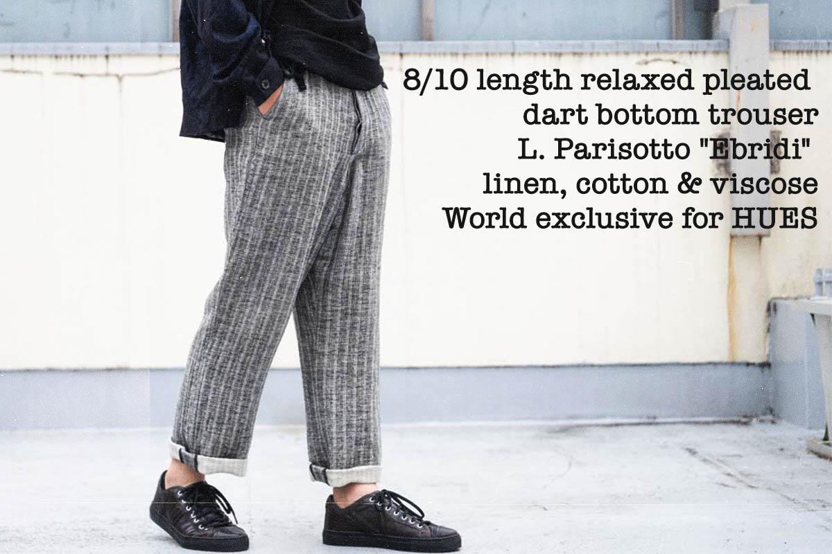 Geoffrey B.Small 8/10 length relaxed pleated dart bottom trouser