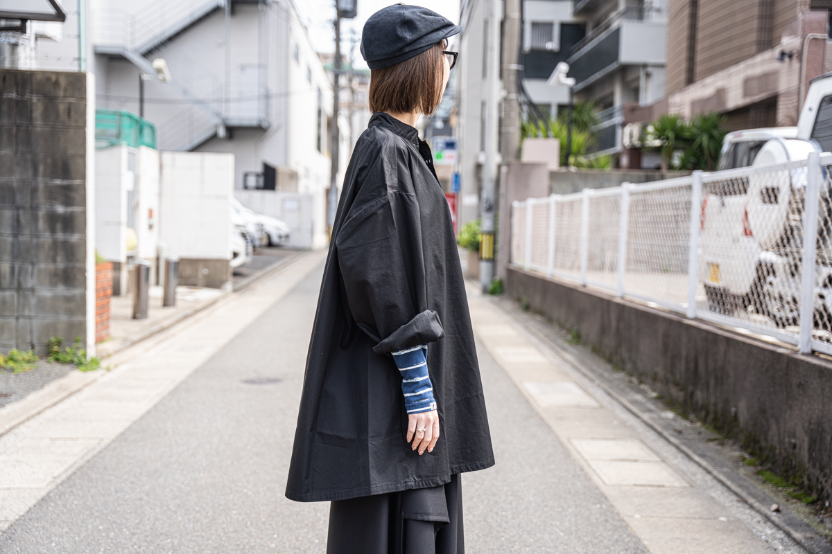 ポータークラシックのギャバジン スタンドカラー スモックシャツ