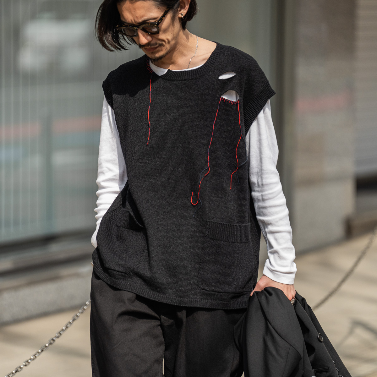 YOHJI YAMAMOTO ダメージニットベスト | HUES 福岡セレクトショップ