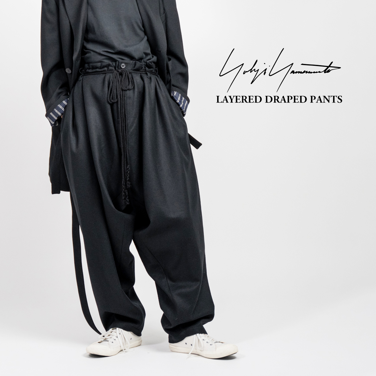 YOHJI YAMAMOTO 23AW LAYERED DRAPED PANTS | HUES 福岡セレクトショップ