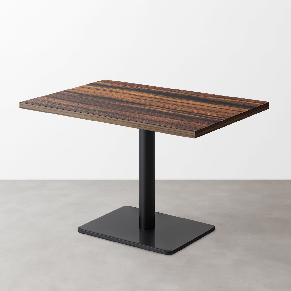 木目鏡面スナックテーブル（D600）ブラウンゼブラ 長方形ベース脚