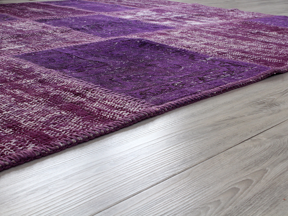 リサイクル・パッチワークラグ181×150cm パープル/セッジャーデサイズ