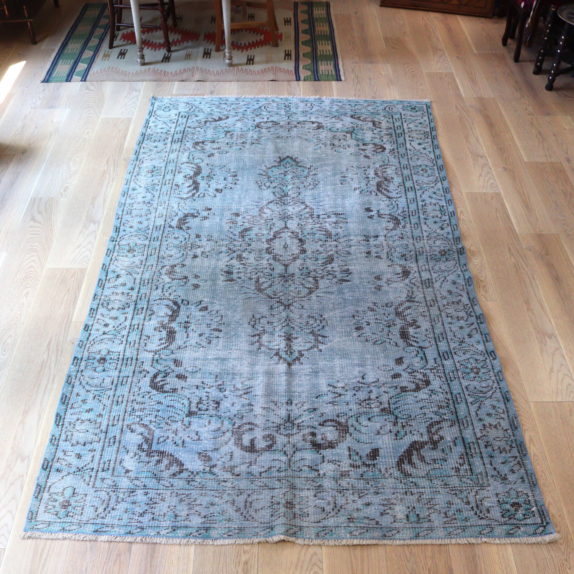 110×191ネイビーインディゴブルー オーバーダイ トルコヴィンテージ