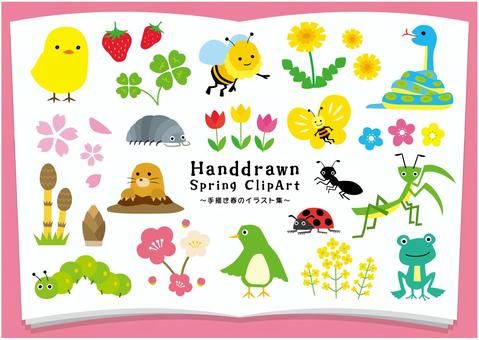 手描きの春イラストSETイラスト