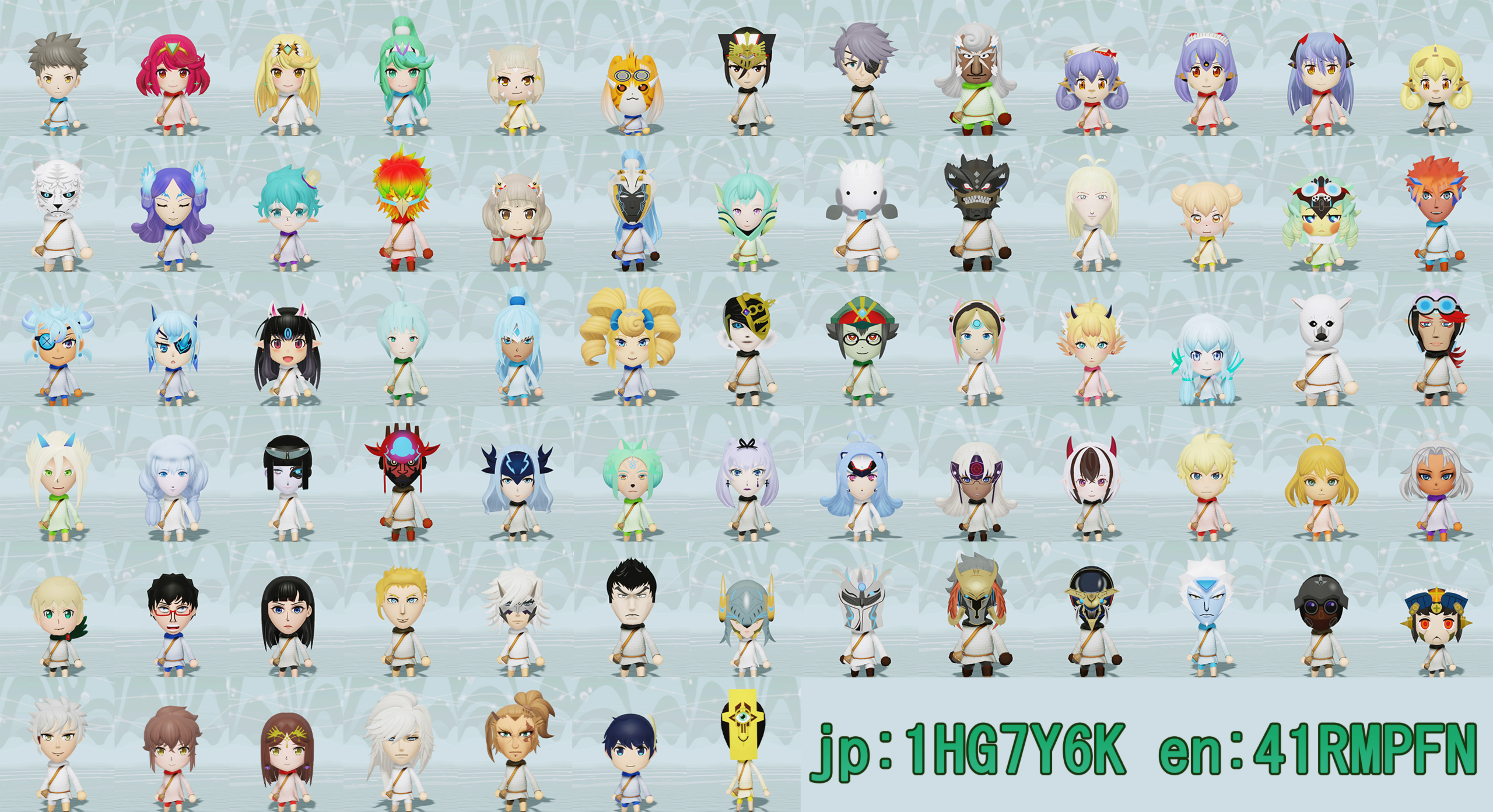 Miitopiaでゼノブレイド2とトーナのメインキャラクターとサブ