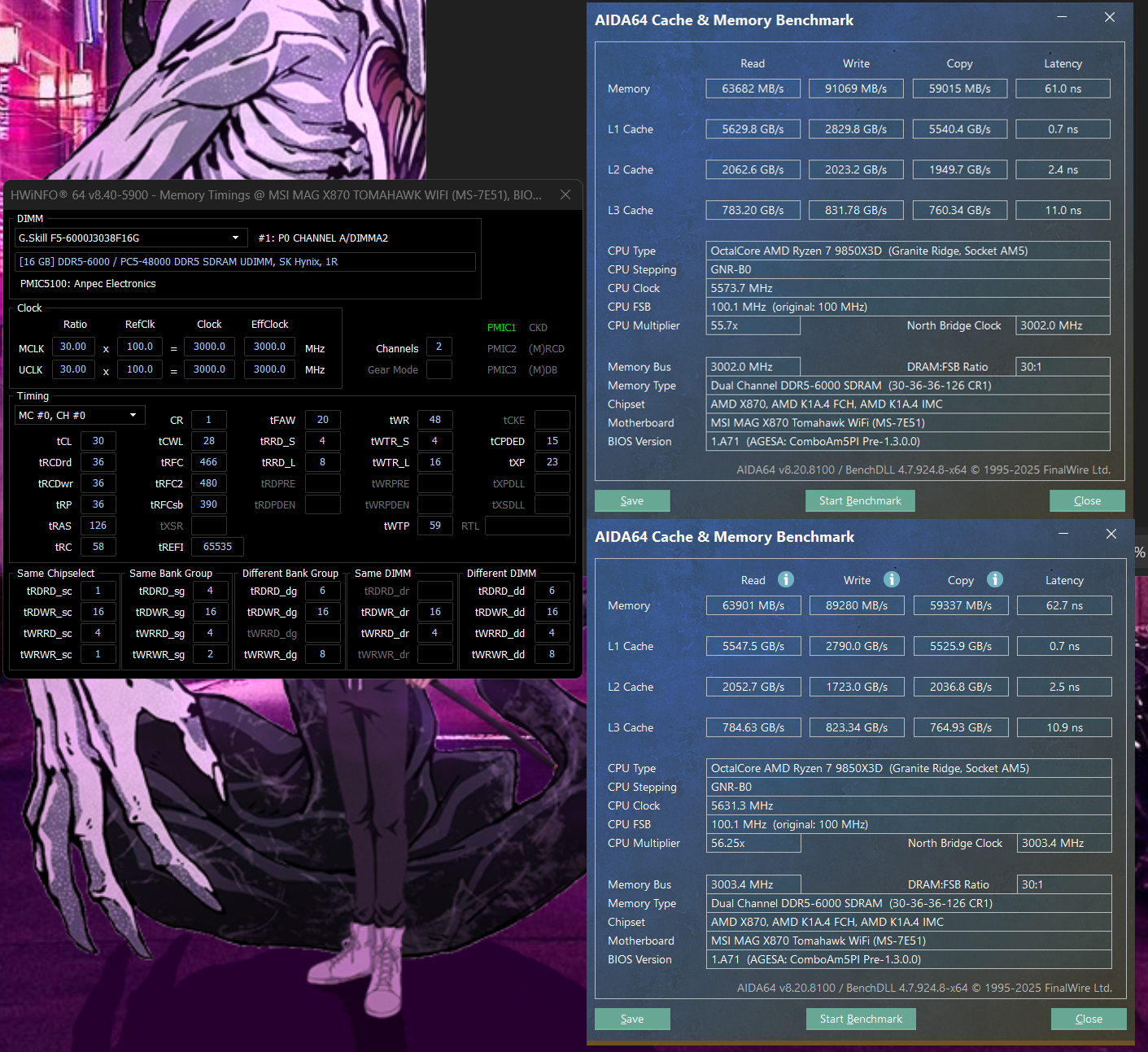 AIDA64 Benchmark: DDR5-6000 Timings on 9850X3D : r/overclocking