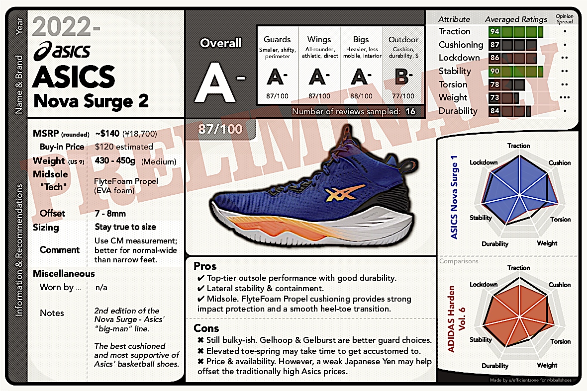Asics Nova Surge 2 Preliminary Performance Review / Report Card
