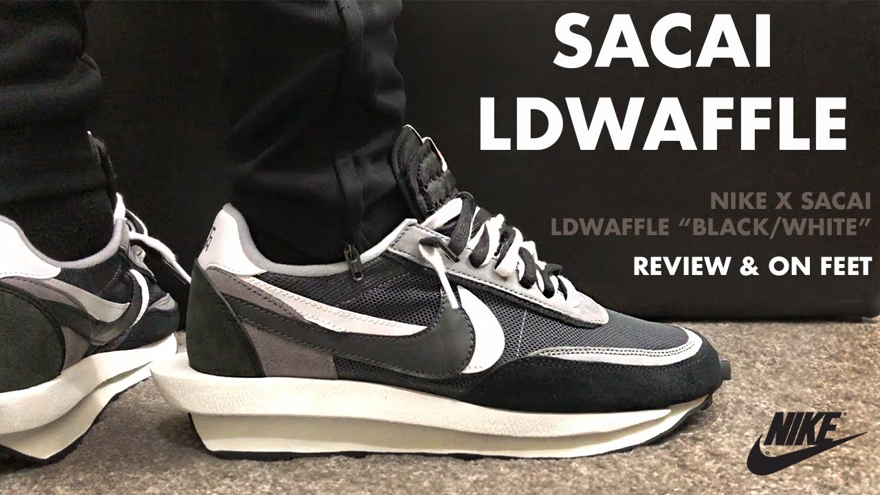Nike Sacai LDWaffle Black Review and On Feet - YouTube