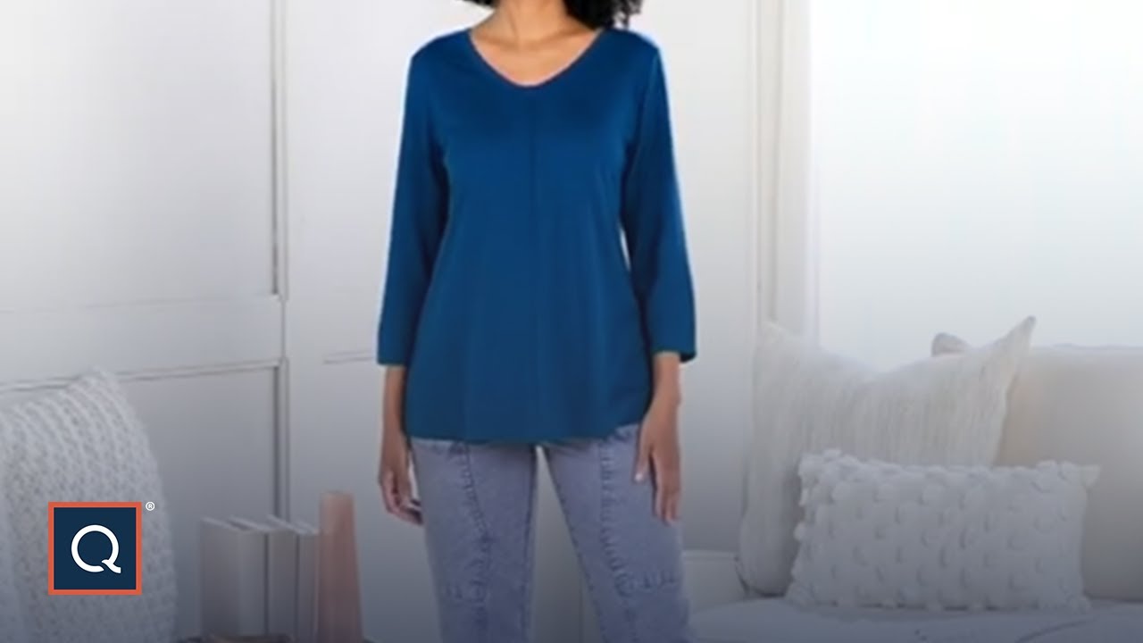 LOGO Principles by Lori Goldstein 3/4 Sleeve Knit Top | QVC - YouTube
