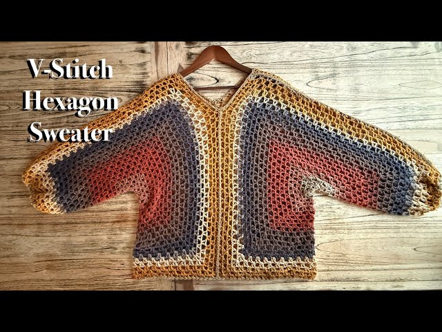 Easy V-Stitch Hexagon Sweater | Beginner Friendly | + Blocking
