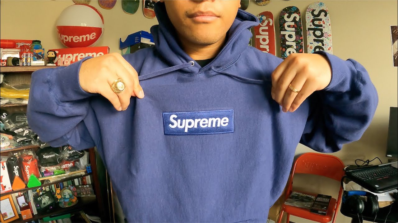 SUPREME FW21 BOX LOGO HOODIE WASHED NAVY UNBOXING/ON-BODY REVIEW