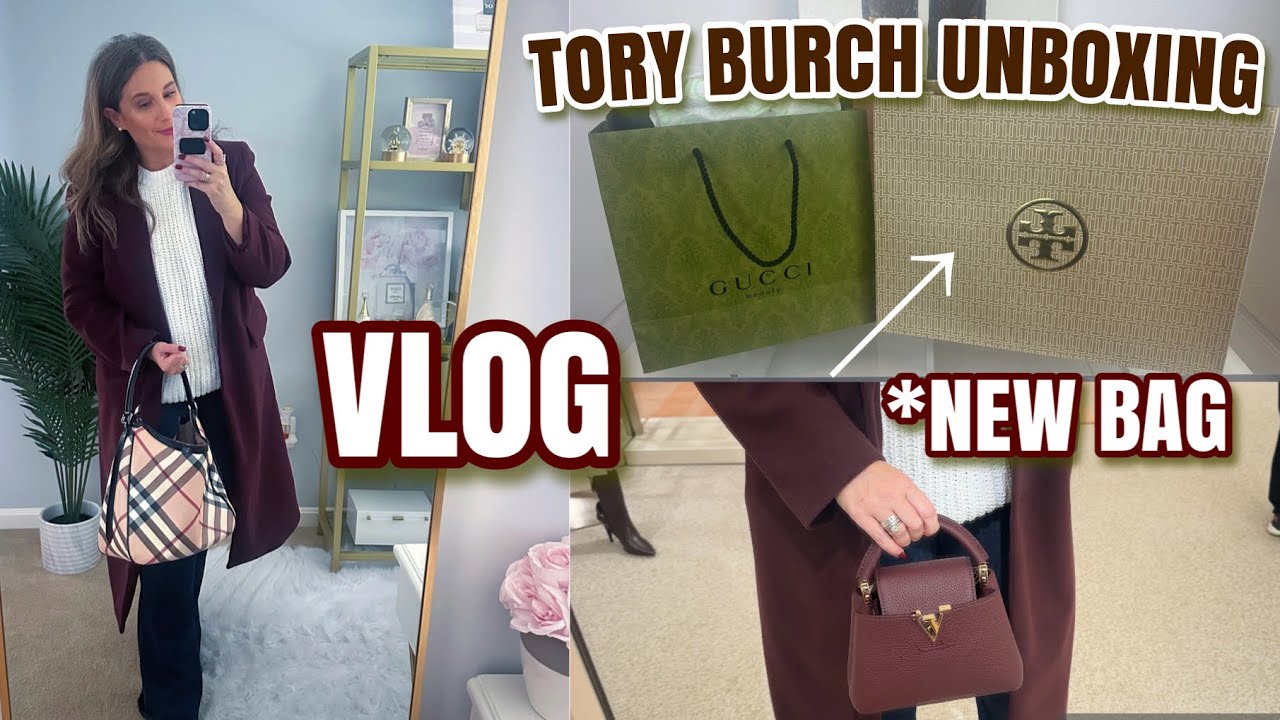 VLOG 💜💼 NEW TORY BURCH BAG UNBOXING, GUCCI BEAUTY AND ATHLETA
